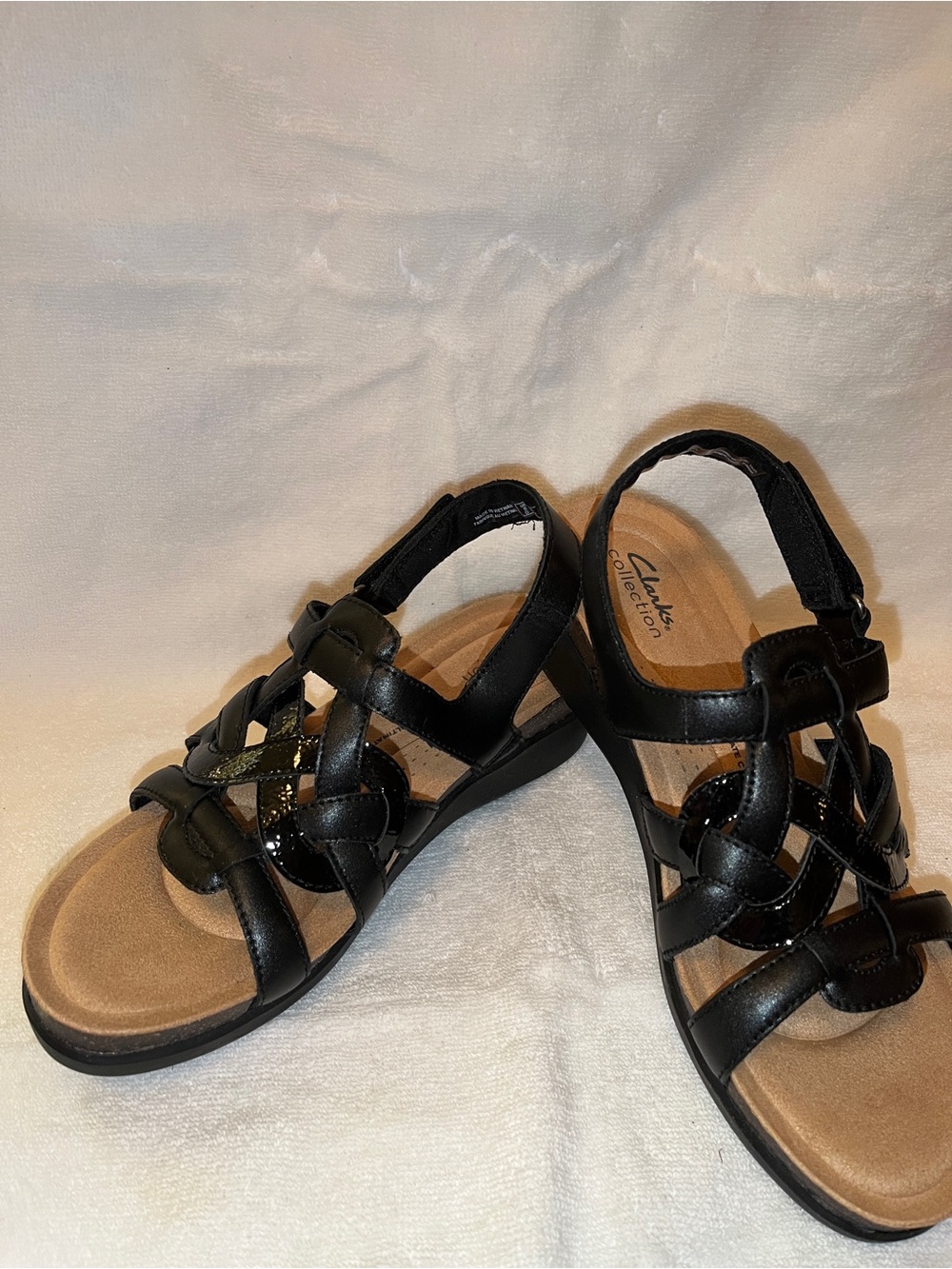 Clarks Calenne Gracie Sandals - NWT - Black Leather / Patent - 8M